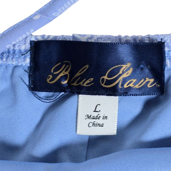 Francesca's Blue Rain Tank Cross Back Light Blue Patterned Swing Dress L - Picture 3 of 7